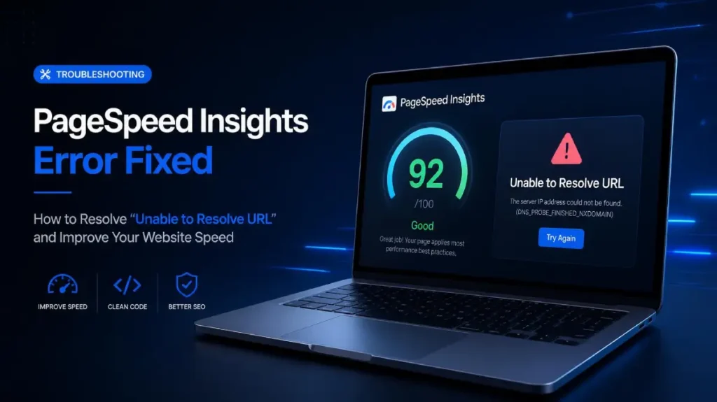 PageSpeed Insights showing DNS_FAILURE unable to resolve URL error