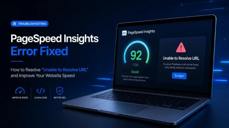 PageSpeed Insights showing DNS_FAILURE unable to resolve URL error